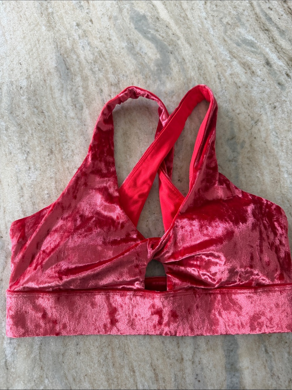 Athleta Red Velvet-Look Sports Bra with Crossback